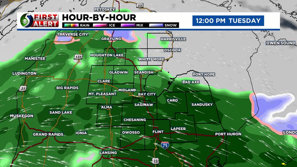 Snow showers north will switch back to rain.