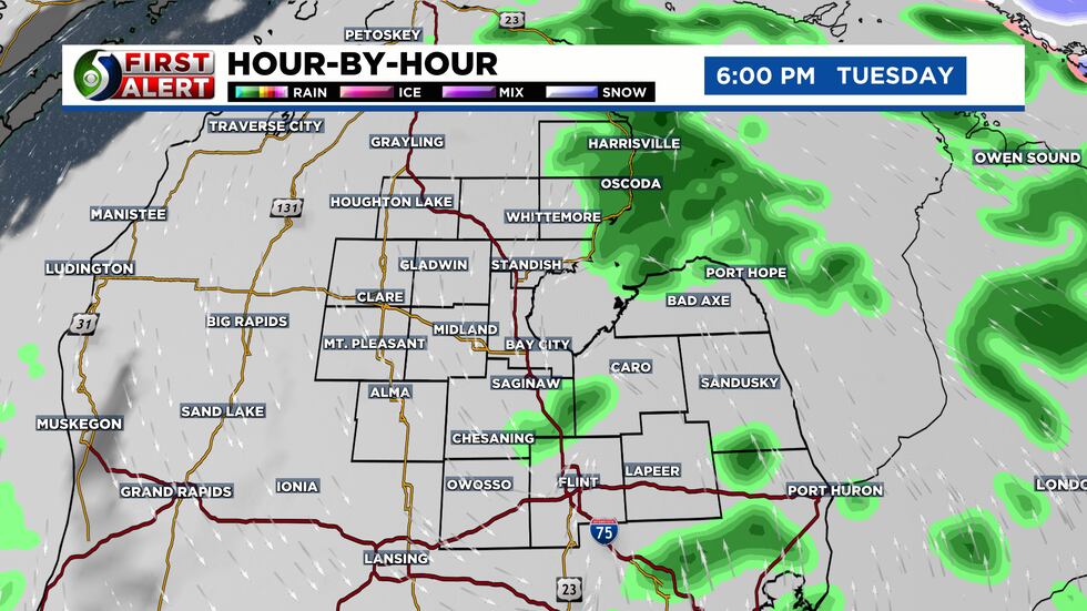 Tuesday evening will see rain showers starting to wind down.
