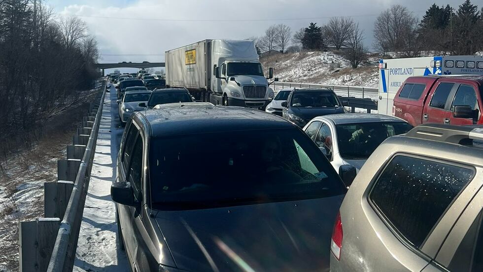 Michigan State Police captured this photo showing a major backup caused by a 50+ car pileup on...
