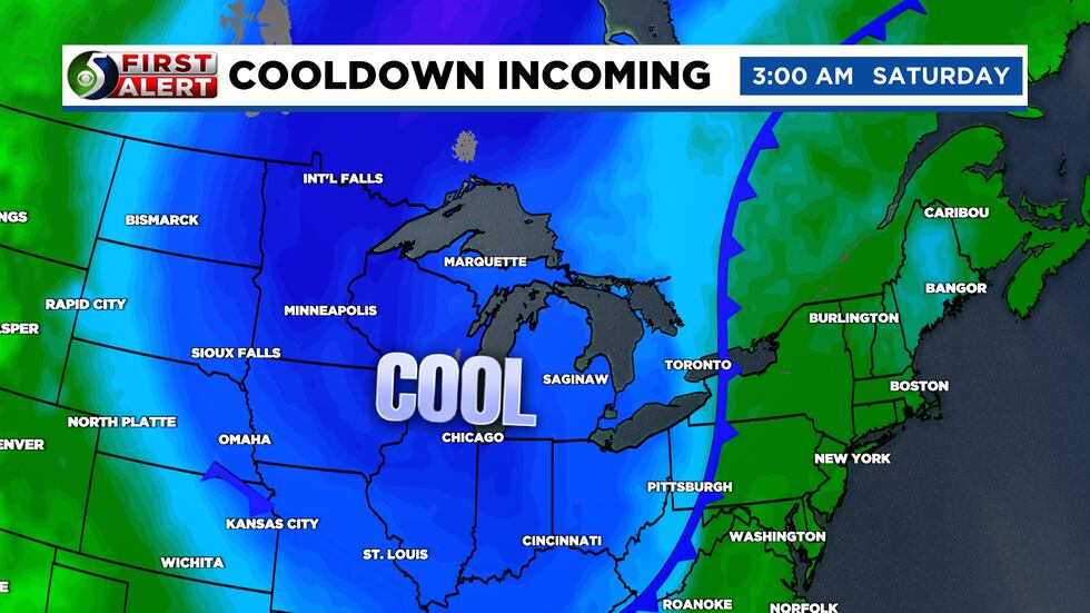 Cold air will arrive at the end of this week.