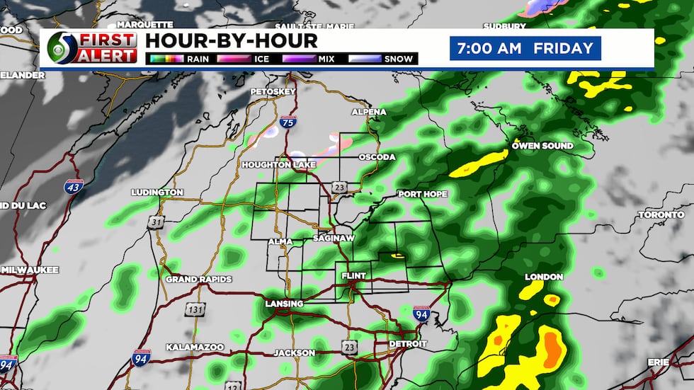 Hour-By-Hour Forecast has a wet start Friday.