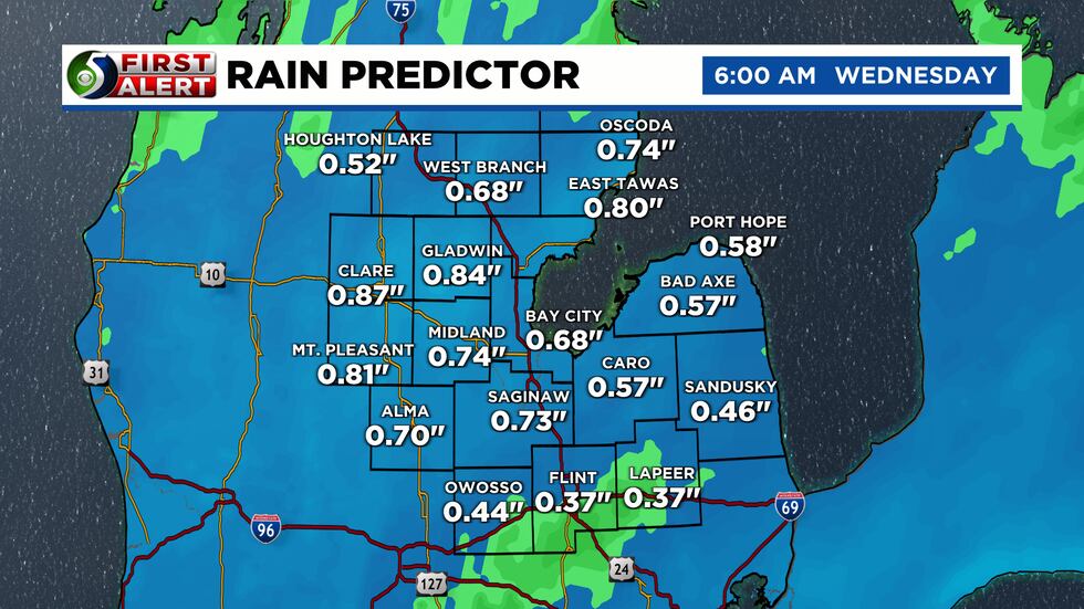 We expect a widespread 0.5" to 1".