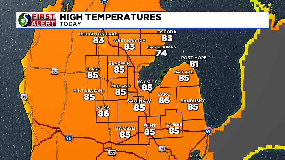Tuesday gets up to 85 degrees.