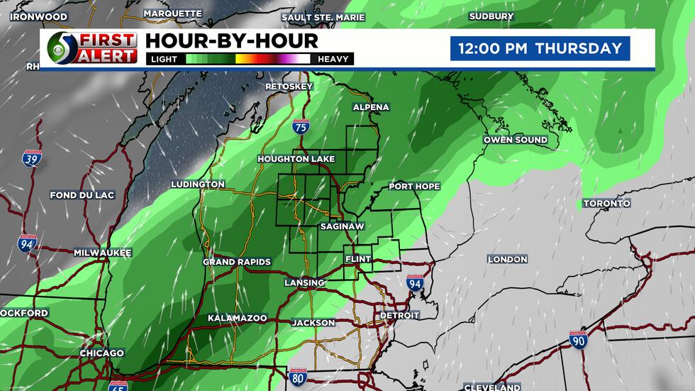 A cold front brings rain on Thursday.