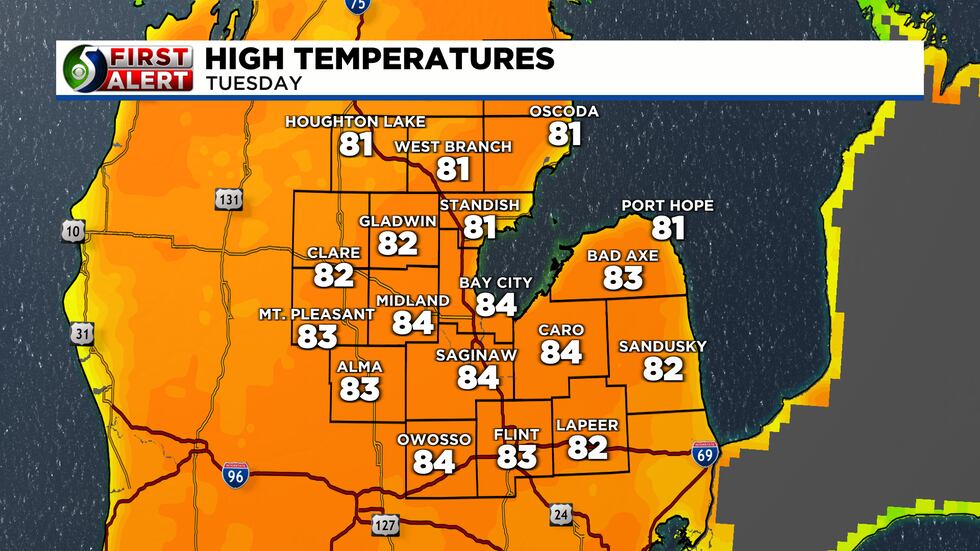 Tuesday will be slightly warmer than Monday.