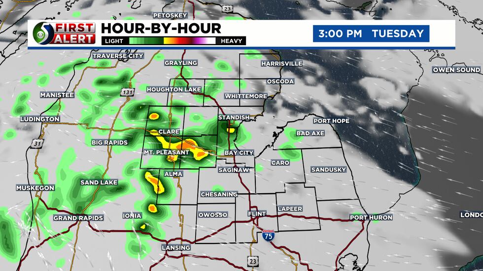 We'll have more scattered rain today.