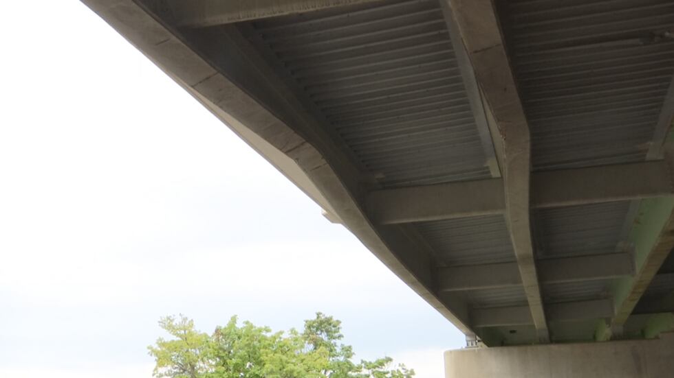 Two steel beams under the bridge were severely damaged