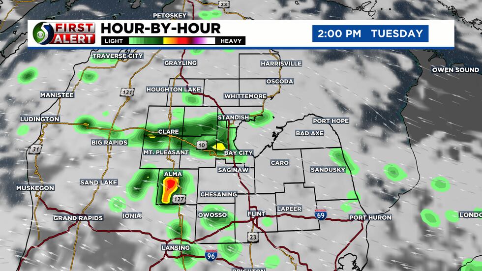 Tuesday will have a slightly better chance of showers.