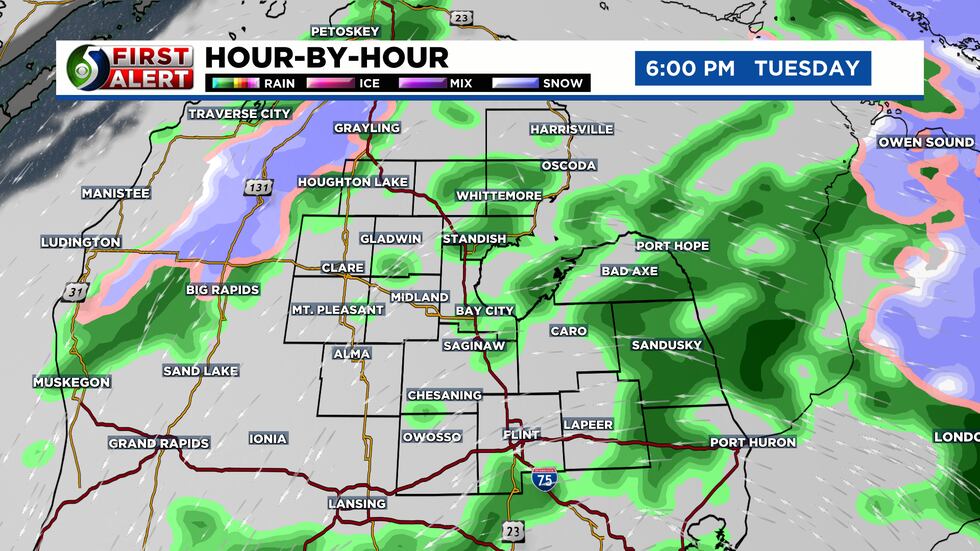 Rain will wind down in the evening.
