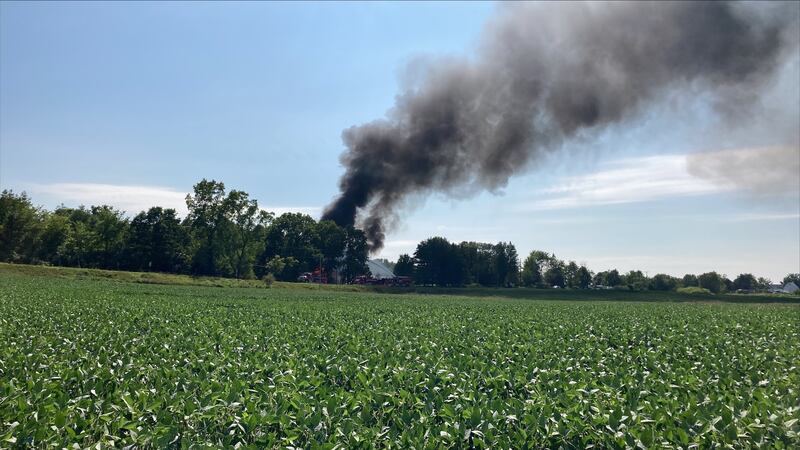 Smoke from the fire.