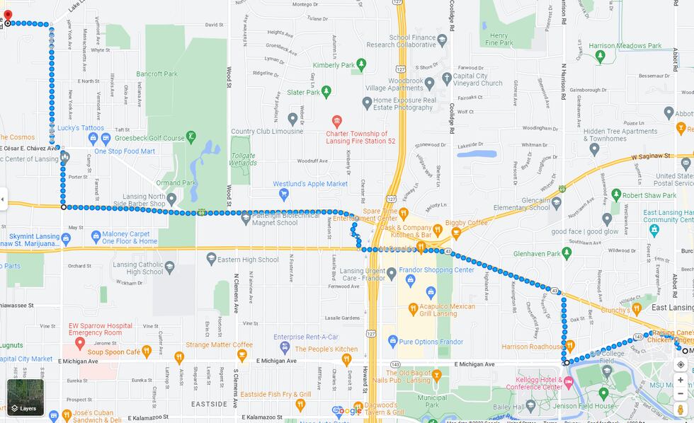 MSP Police issued McRae’s route after the shooting.