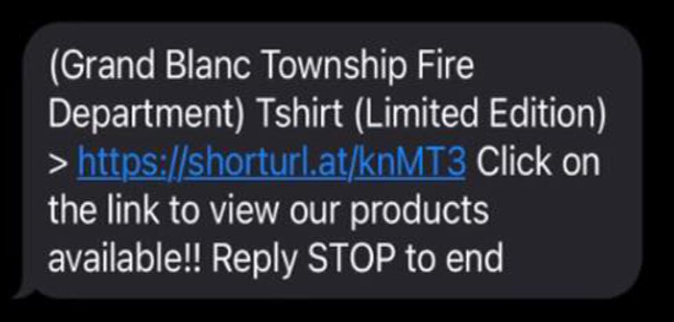 Grand Blanc scam text.