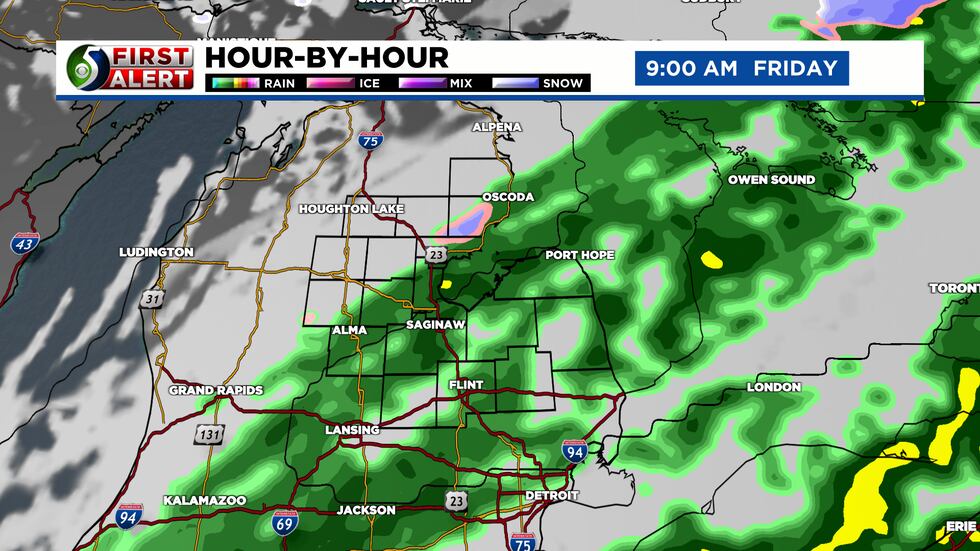 Hour-By-Hour Forecast has rain for Friday morning.